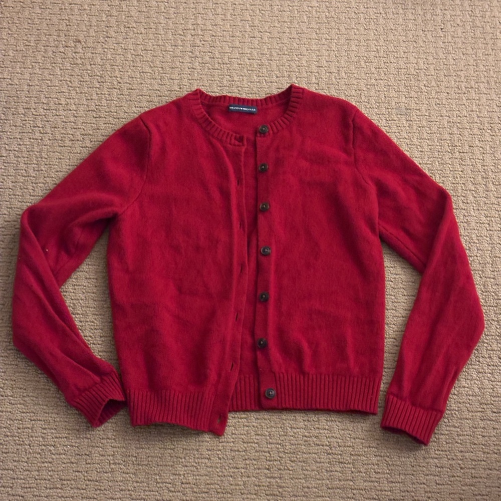 Brandy Melville Red Crewneck Button Cardigan